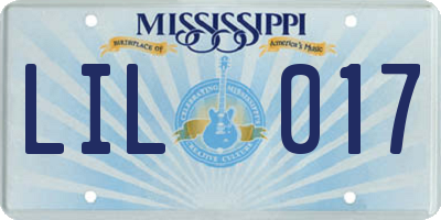 MS license plate LIL017