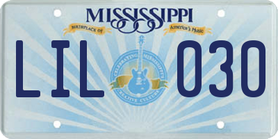 MS license plate LIL030