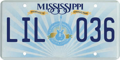 MS license plate LIL036