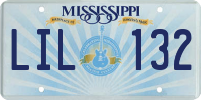 MS license plate LIL132