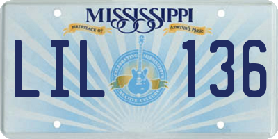 MS license plate LIL136