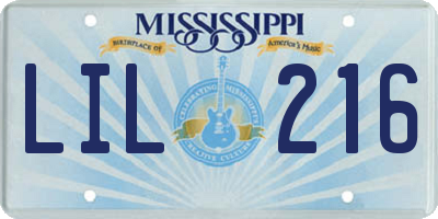 MS license plate LIL216