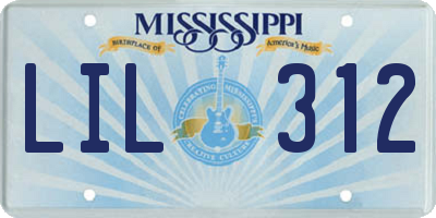 MS license plate LIL312