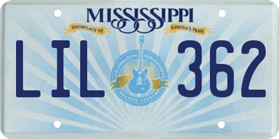 MS license plate LIL362