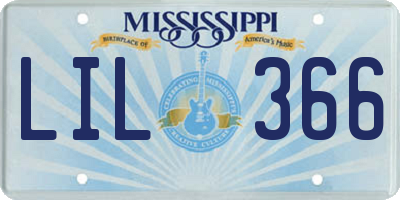 MS license plate LIL366