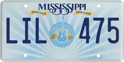 MS license plate LIL475