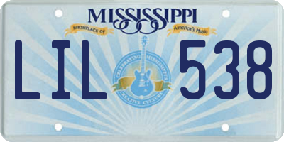 MS license plate LIL538