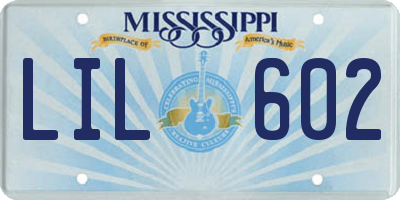 MS license plate LIL602