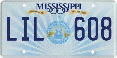 MS license plate LIL608
