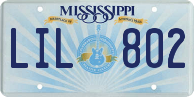 MS license plate LIL802