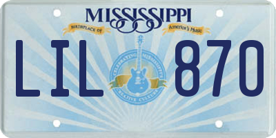 MS license plate LIL870