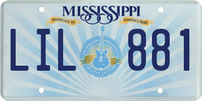 MS license plate LIL881