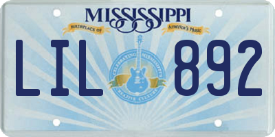 MS license plate LIL892