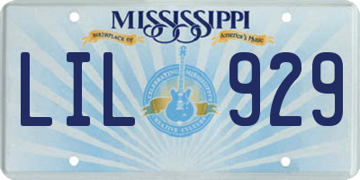 MS license plate LIL929