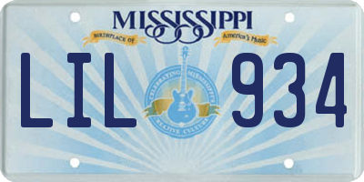MS license plate LIL934