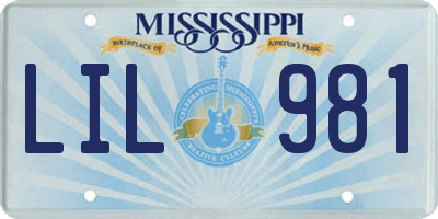 MS license plate LIL981