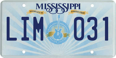 MS license plate LIM031