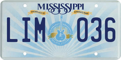 MS license plate LIM036