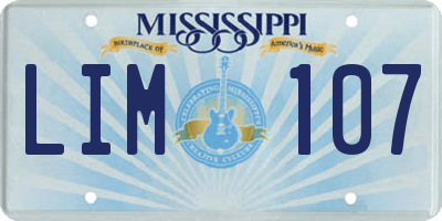 MS license plate LIM107