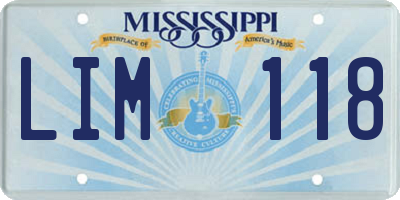 MS license plate LIM118