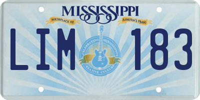 MS license plate LIM183