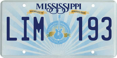 MS license plate LIM193