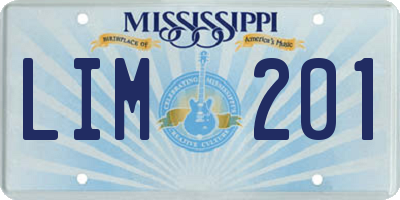 MS license plate LIM201