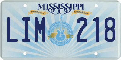 MS license plate LIM218