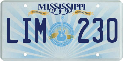 MS license plate LIM230