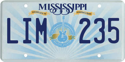 MS license plate LIM235