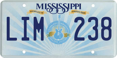 MS license plate LIM238