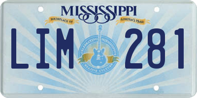 MS license plate LIM281