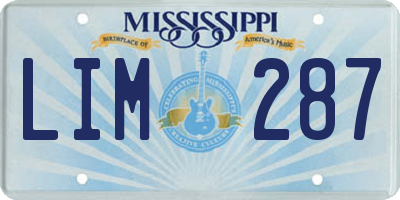 MS license plate LIM287