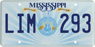 MS license plate LIM293