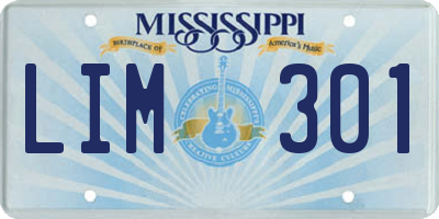 MS license plate LIM301