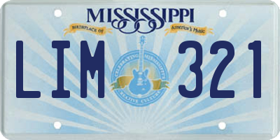 MS license plate LIM321