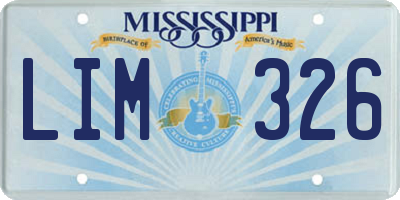 MS license plate LIM326