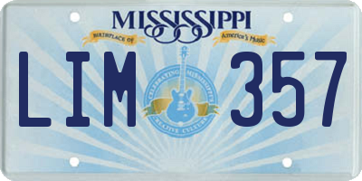 MS license plate LIM357