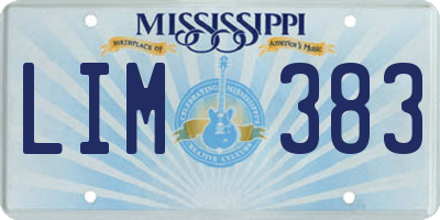 MS license plate LIM383