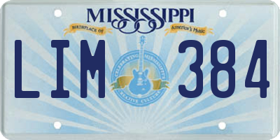MS license plate LIM384
