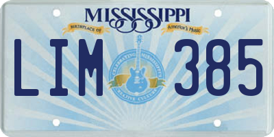 MS license plate LIM385