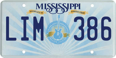 MS license plate LIM386
