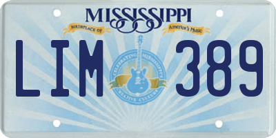 MS license plate LIM389
