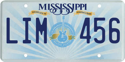 MS license plate LIM456