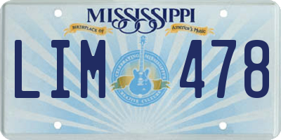 MS license plate LIM478