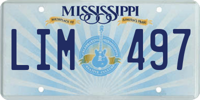 MS license plate LIM497