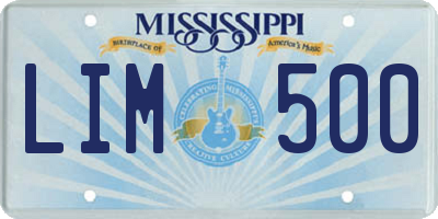 MS license plate LIM500