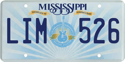 MS license plate LIM526