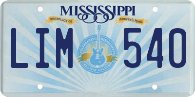 MS license plate LIM540