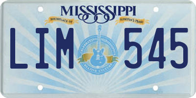 MS license plate LIM545